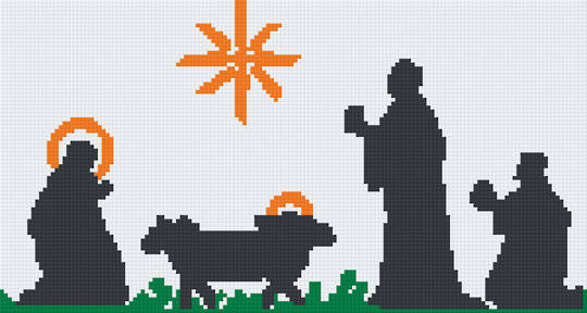 Nativity Silhouette Six [6] Baseplate PixelHobby Mini-mosaic Art Kits
